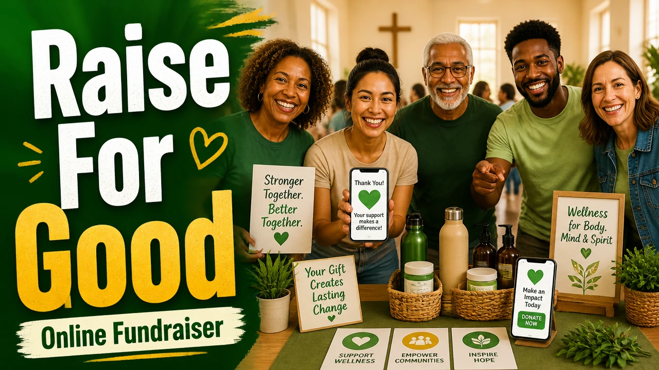 Community volunteers preparing a healthy online fundraiser for a church or nonprofit