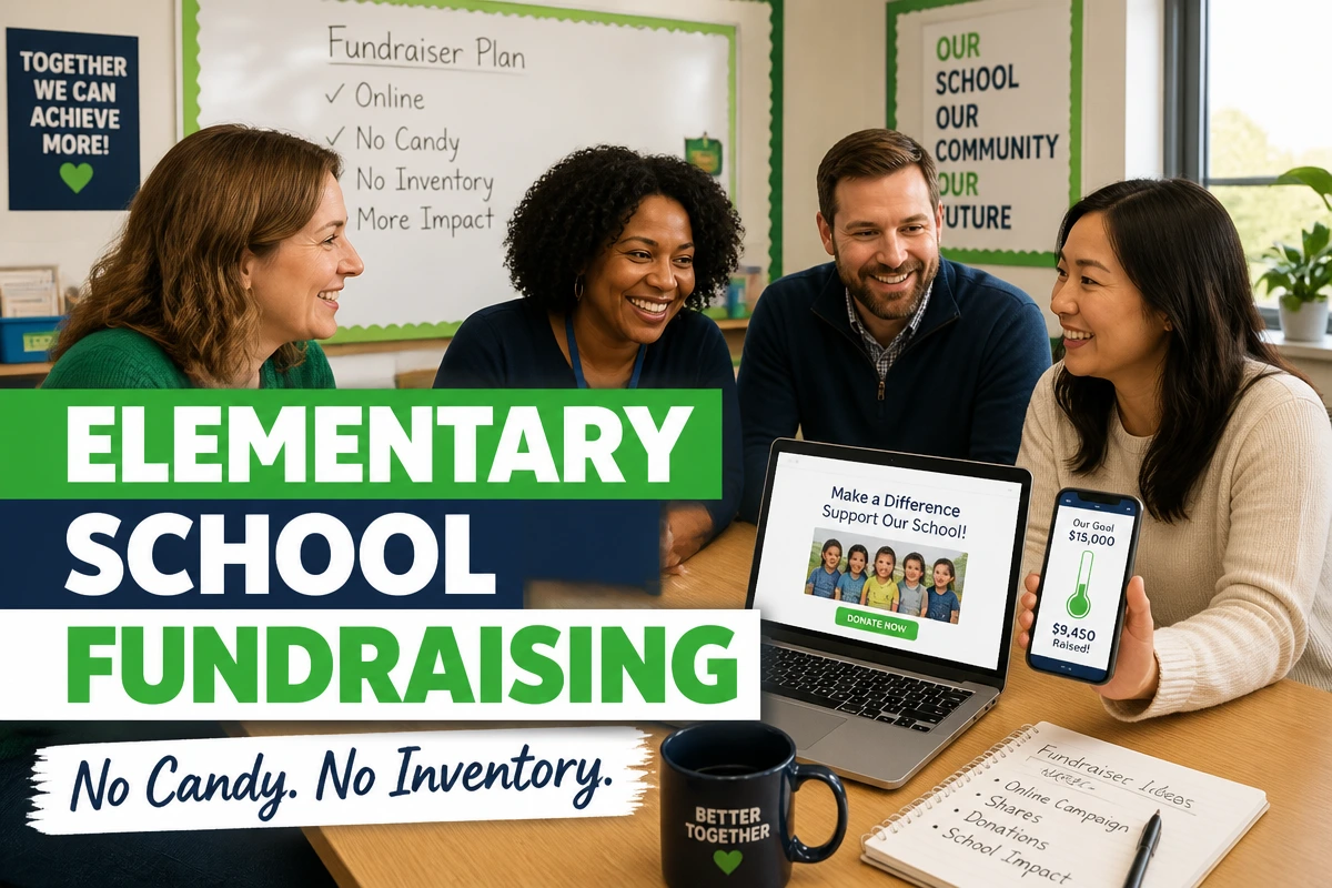 Elementary school parents planning a healthy online fundraiser
