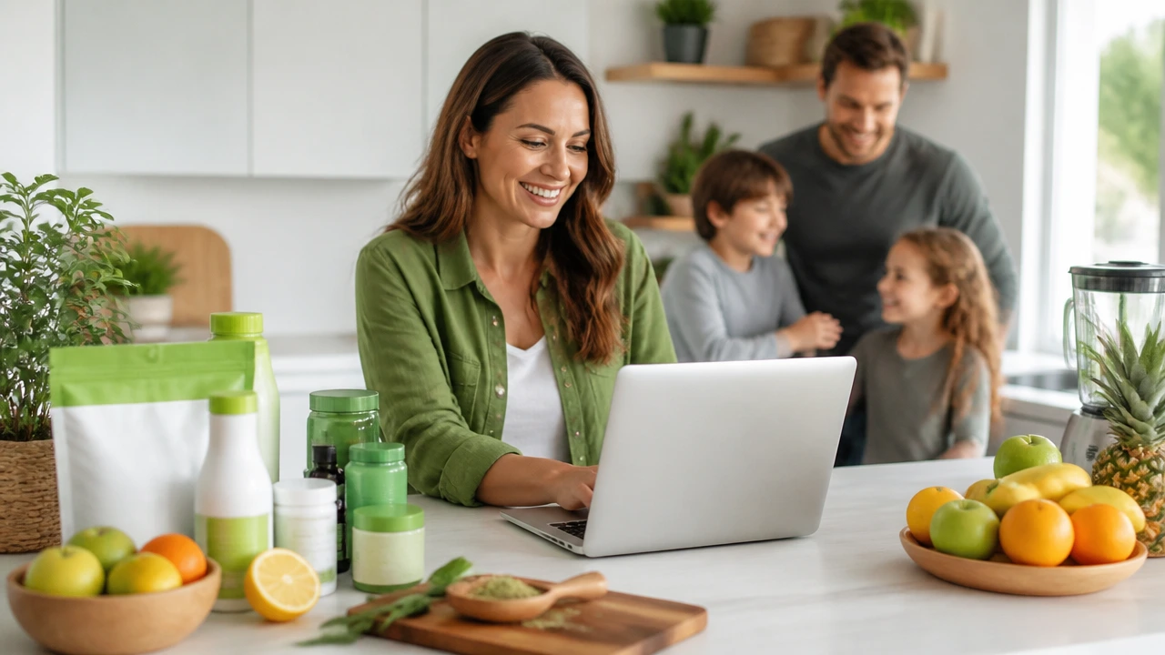 Supporter ordering from a healthy online fundraiser on a laptop at home