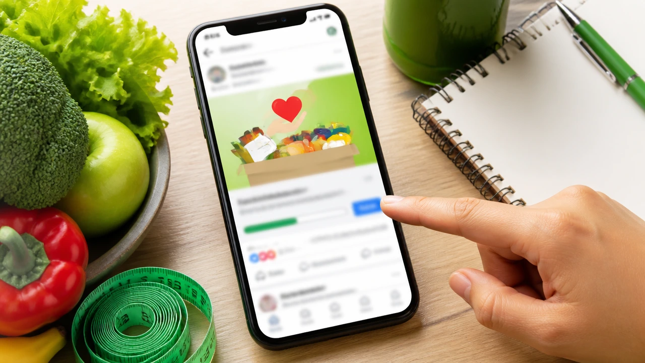 Smartphone showing a generic social media fundraiser post ready to share